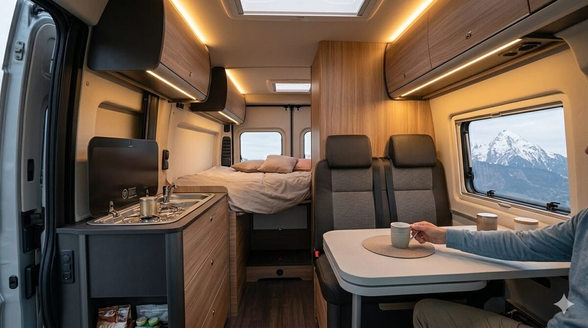 Wohn- und Küchenbereich im Adria Twin 600 Platinum